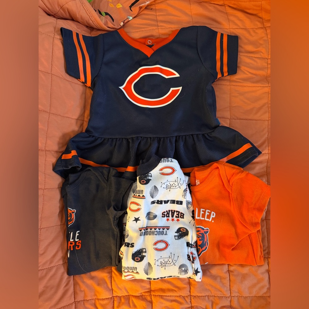 NFL Chicago Bear 4 Piece One Piece Bundle 3-6 Month - 9 Month GUC